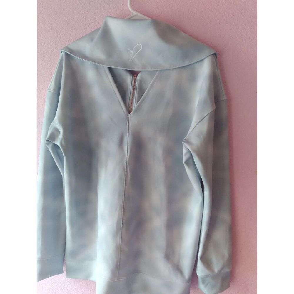 Soft Fleece‎ Quarter-Zip Pullover Sweater Casual Athletic Loungewear Light Blue
